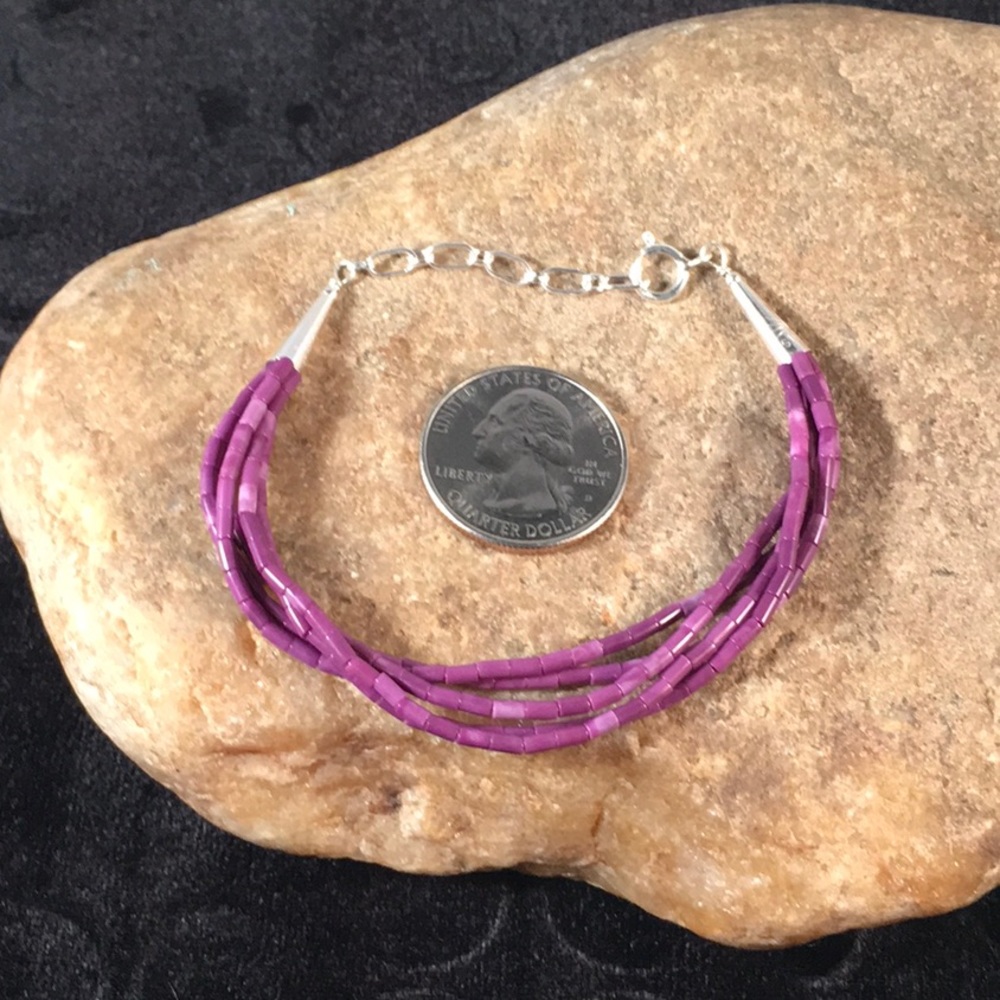 Sterling Silver 5 Strand Sugilite bracelet 8” - Picture 5 of 8